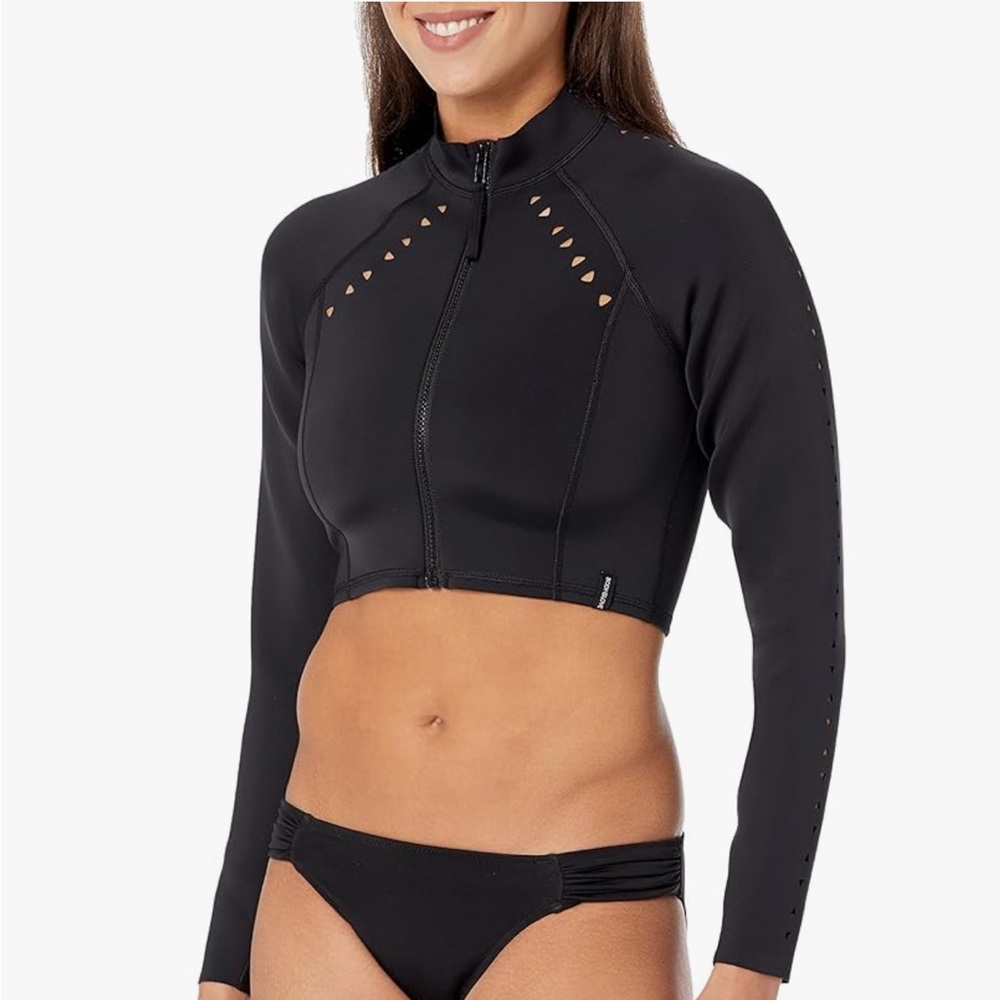 New! Body Glove Vesta Crop long sleeve Rashguard with Zipper Size M